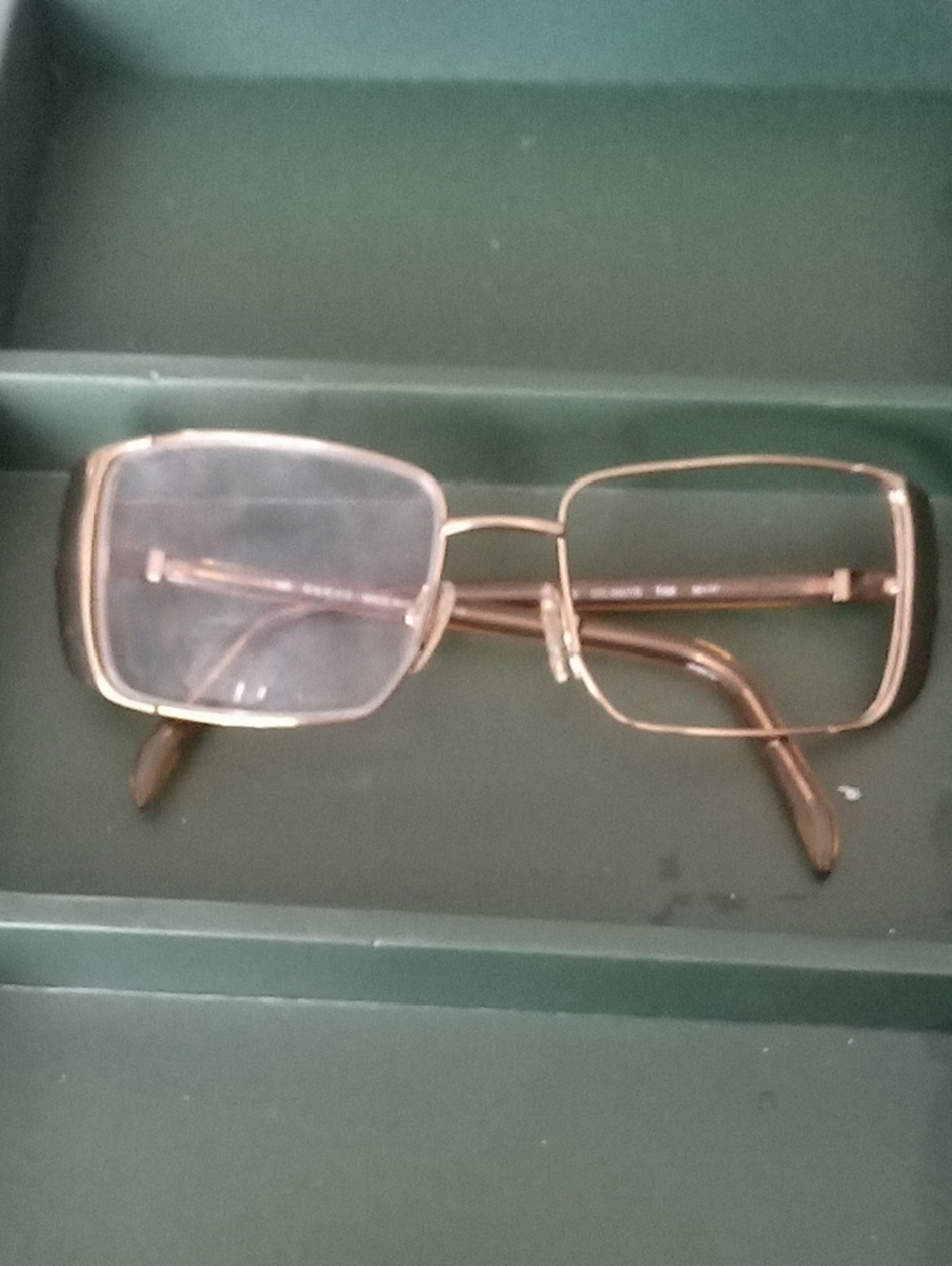 Gucci Vintage Gold Rectangular Metal Frame Glasses